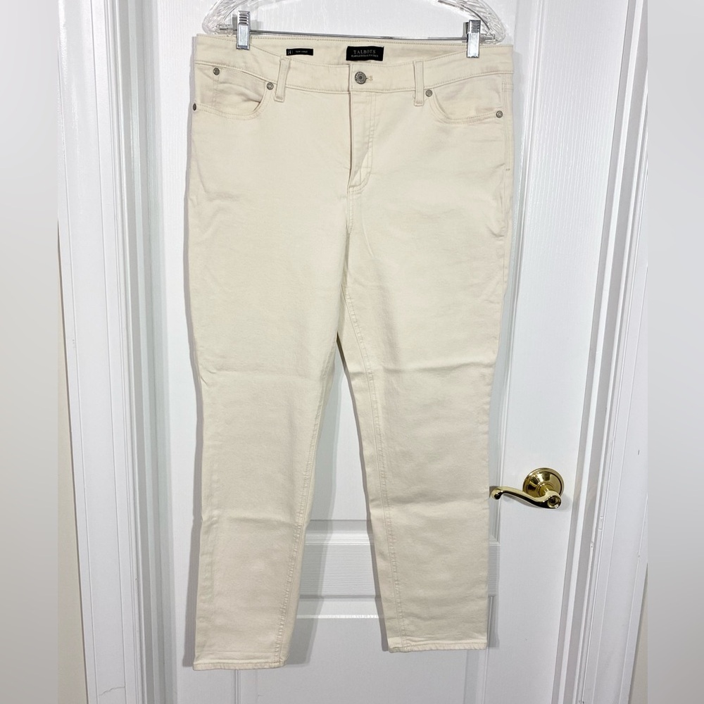 Talbots Flawless Five Pocket Slim Ankle Jeans Cream Size 14